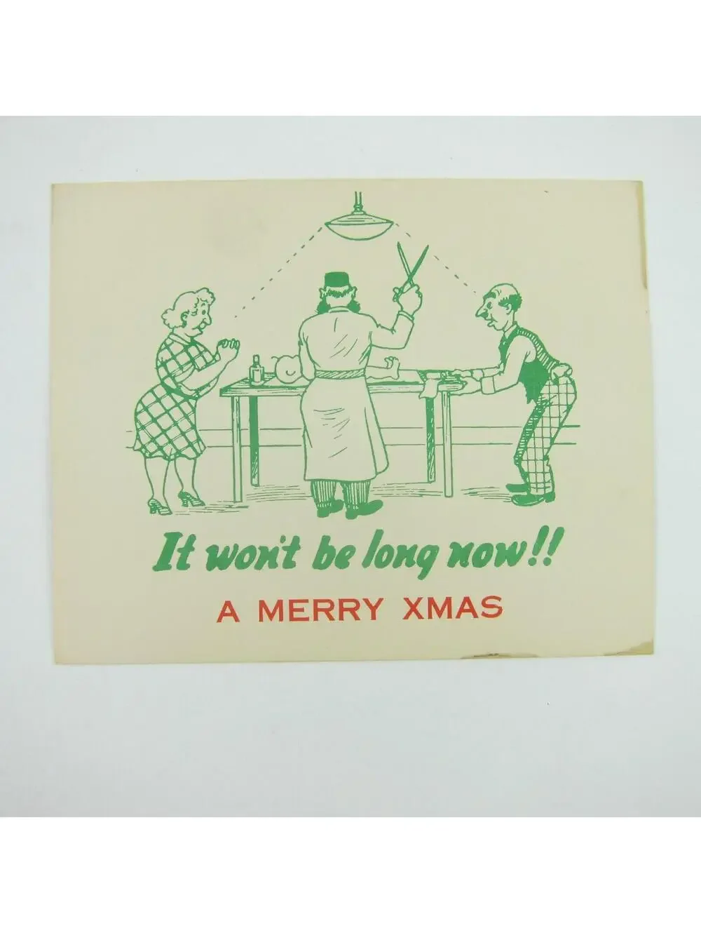 Christmas Card Comic Humor Baby Boy Circumcision Won't Be Long Risque Vintage